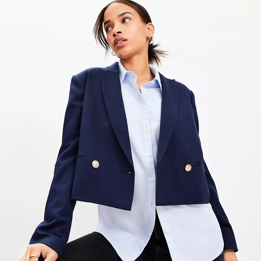 LOFT Petite Modern Double Breasted Blazer - Picture 9 of 12